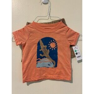 NWT Carter's Child of Mine Orange Lizard Shirt & Shorts Outfit - 12M